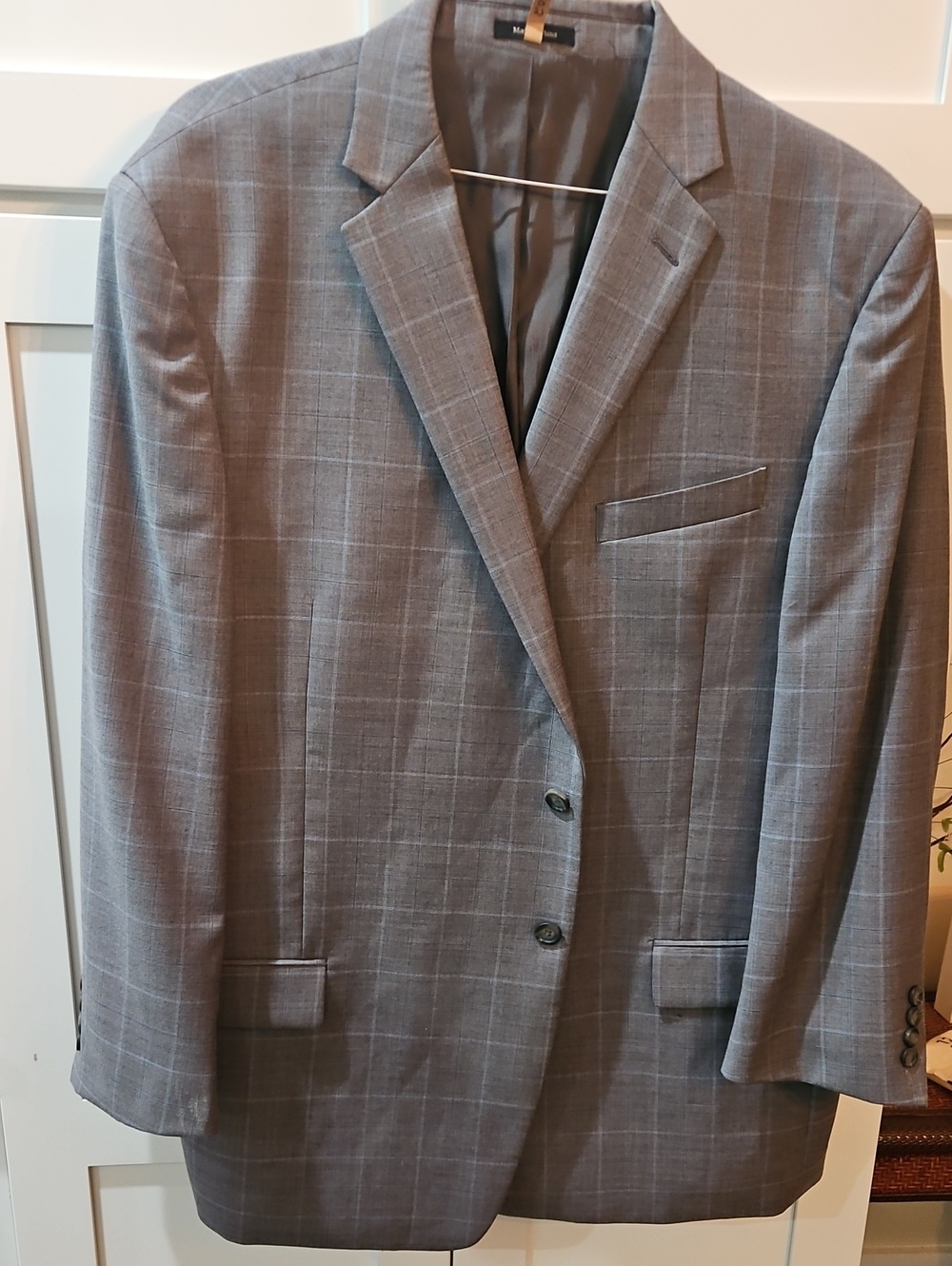 Joseph & Feiss Gray Windowpane Sport Coat 48R Light Blue / Gray